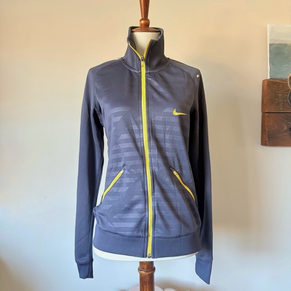 Nike Jacket Livestrong Gray Running Jacket with Yellow Accents Sz S